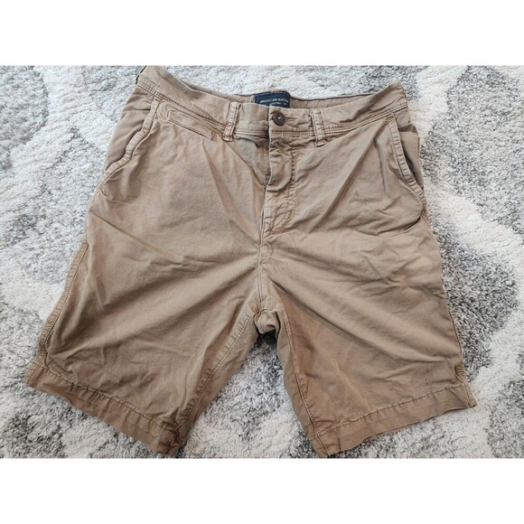American Eagle Mens Classic Khaki Tan Next Level Flex Slim Shorts Size 30 Chino - Picture 1 of 7